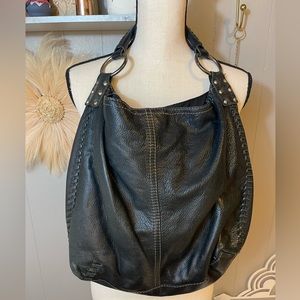 Lucky Brand vintage Hobo black leather bag. 12 x 14 inches